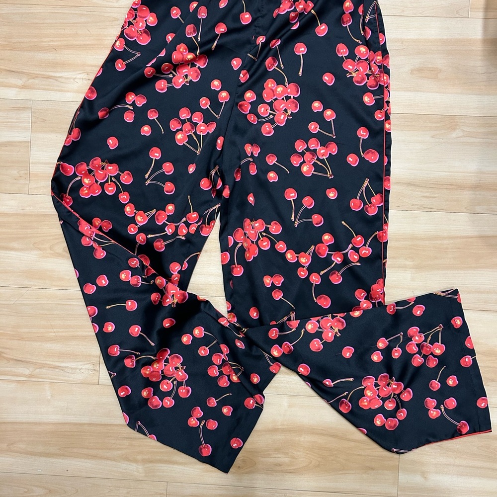 Victoria's Secret Black Pants with Cherry Print